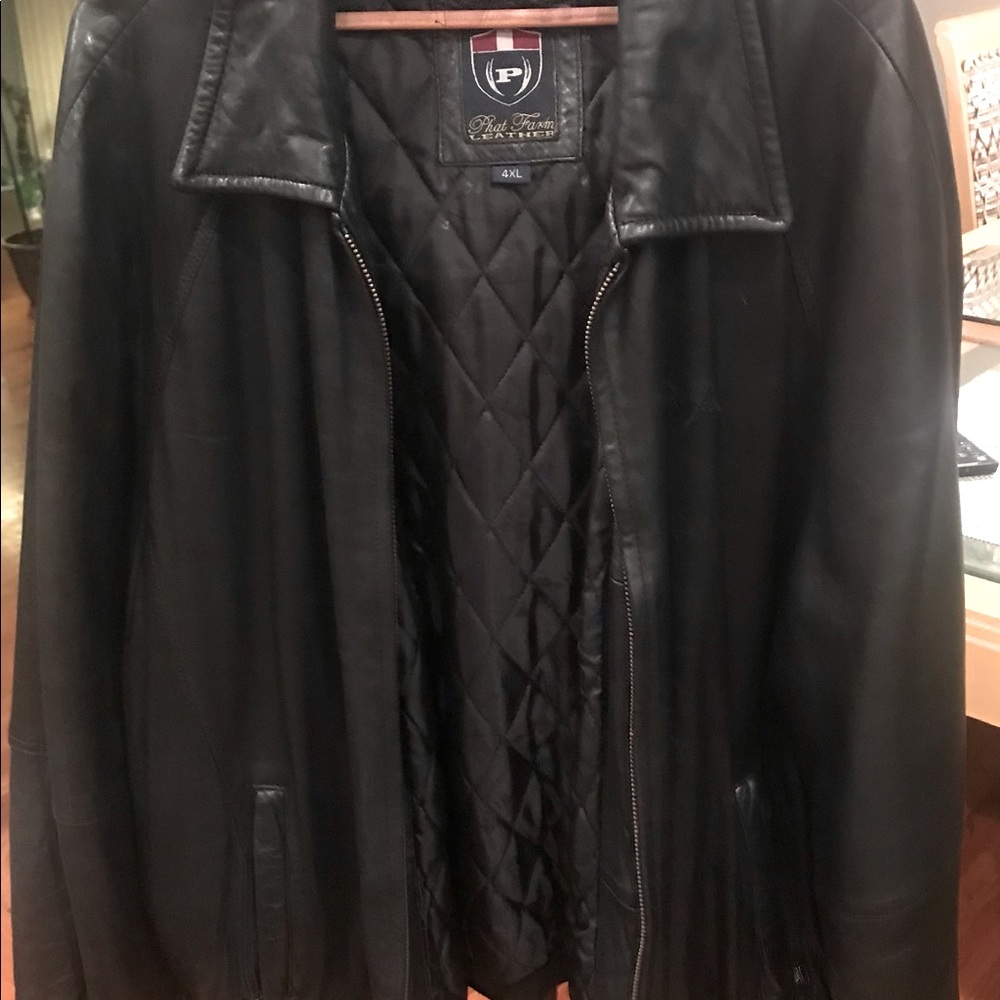 Men Black Leather Bomber Jacket